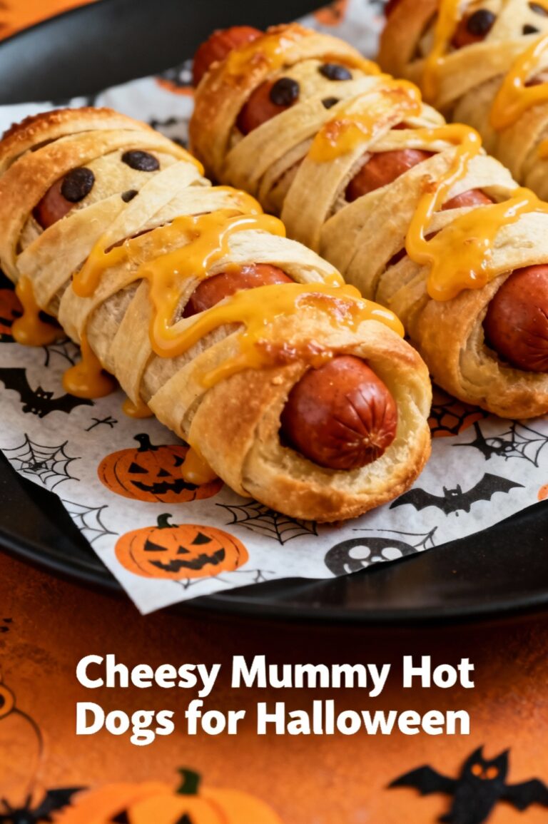 Cheesy Mummy Hot Dogs for Halloween