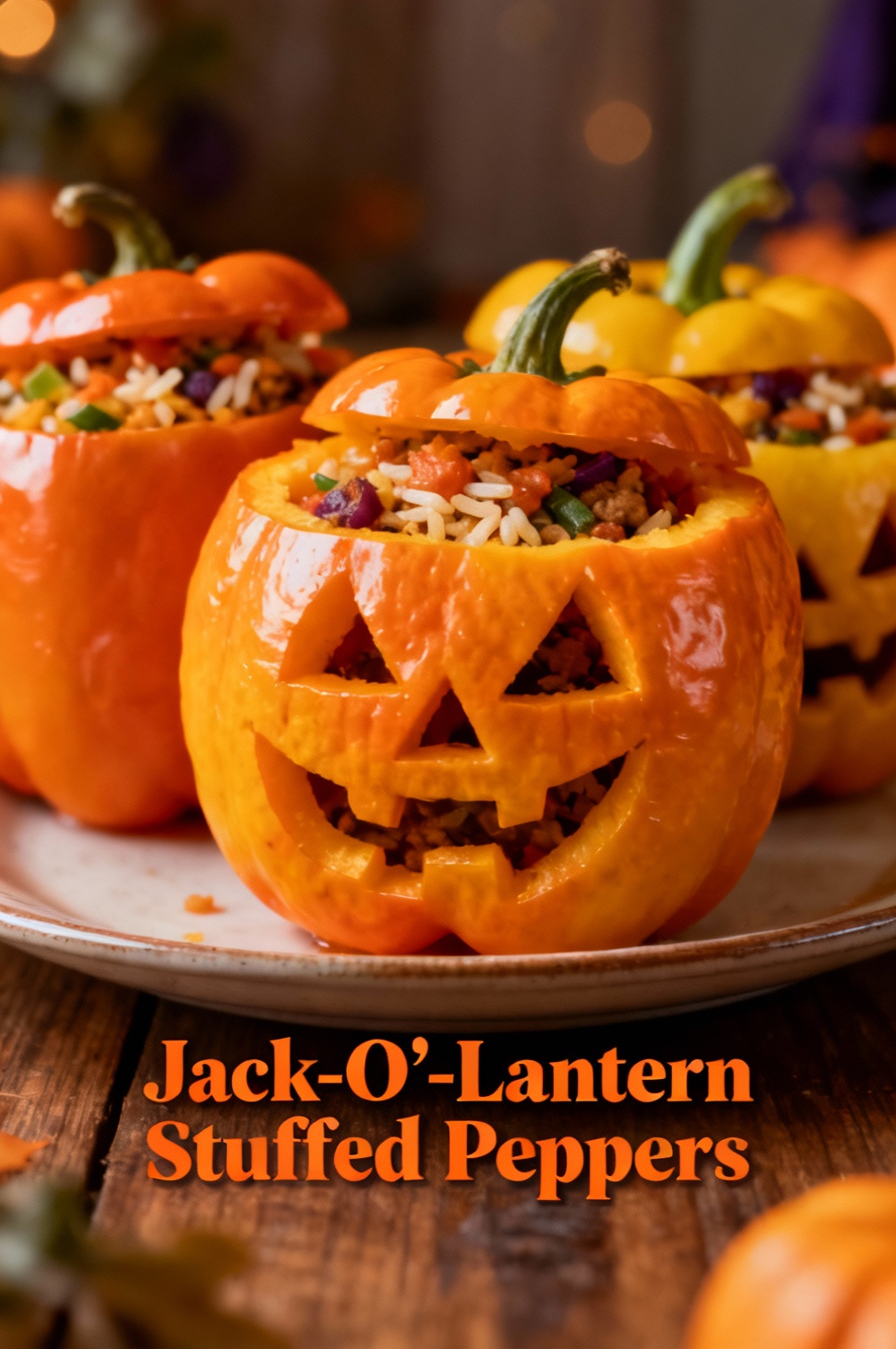 Jack-O’-Lantern Stuffed Peppers