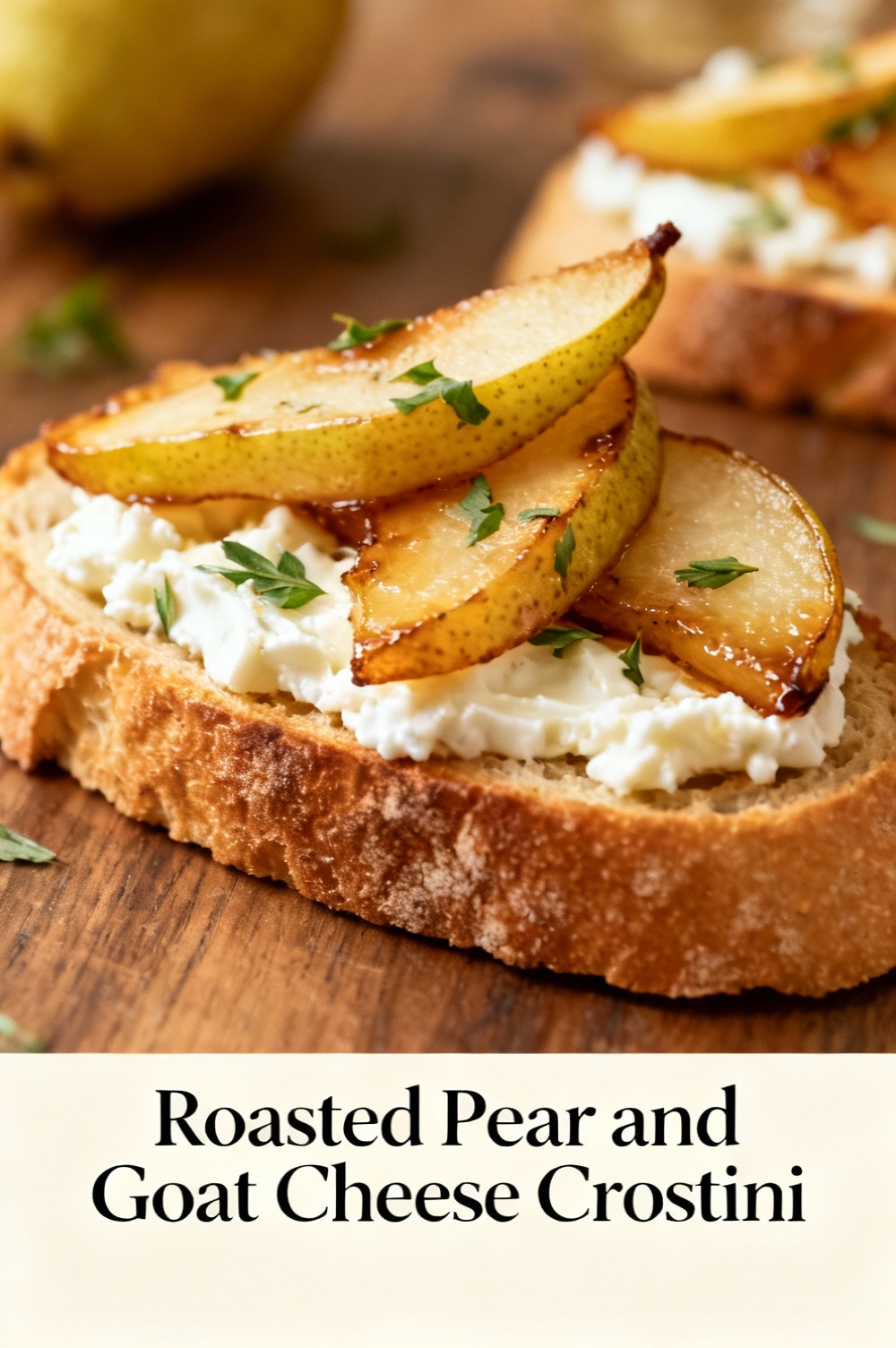 Roasted Pear and Goat Cheese Crostini