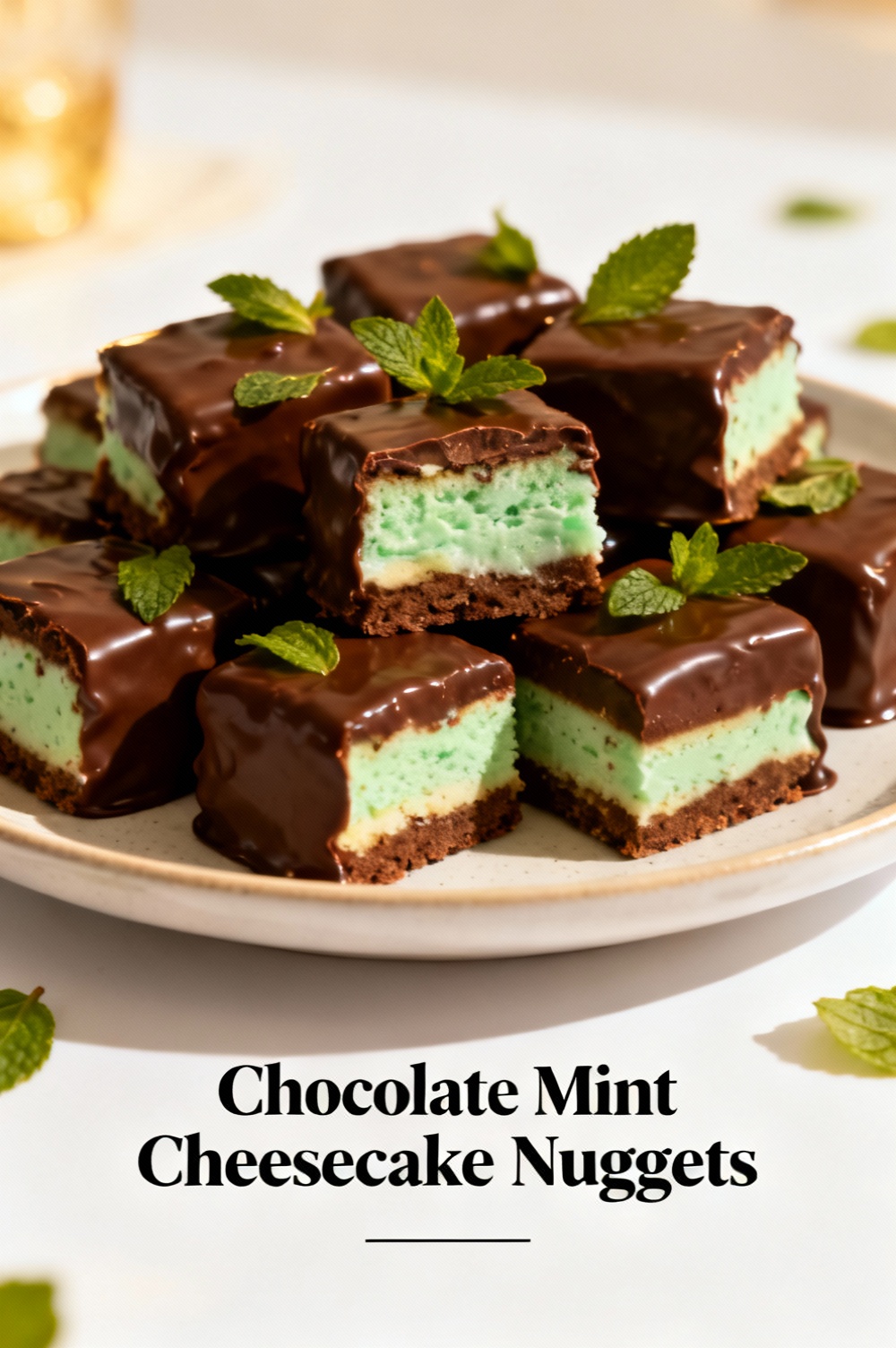 Chocolate Mint Cheesecake Nuggets