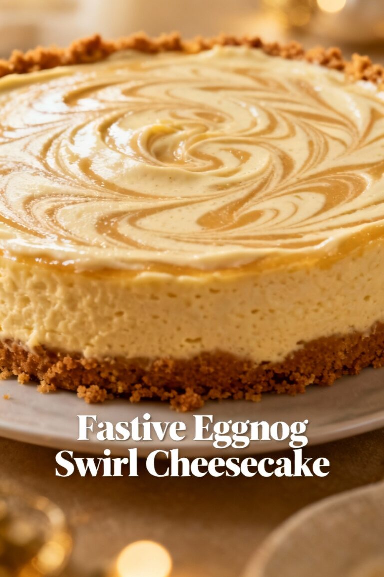 Festive Eggnog Swirl Cheesecake