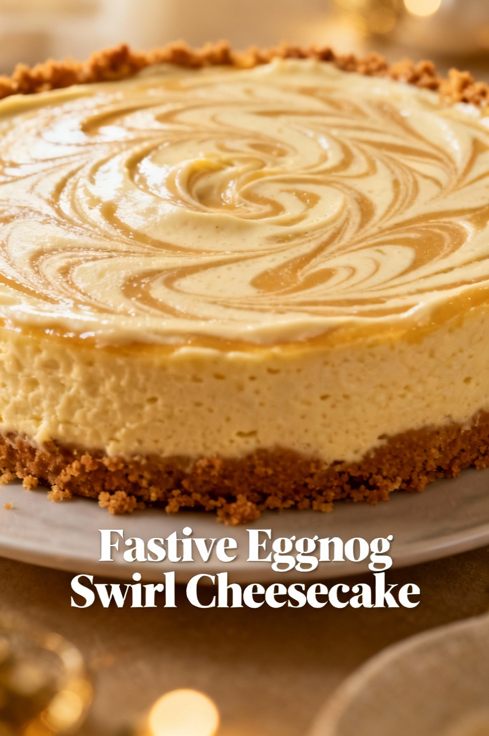 Festive Eggnog Swirl Cheesecake