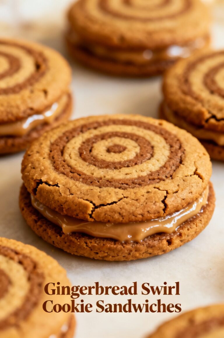 Gingerbread Swirl Cookie Sandwiches
