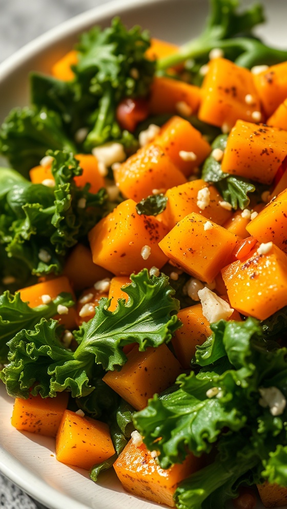 Air Fryer Roasted Butternut Squash & Kale Salad