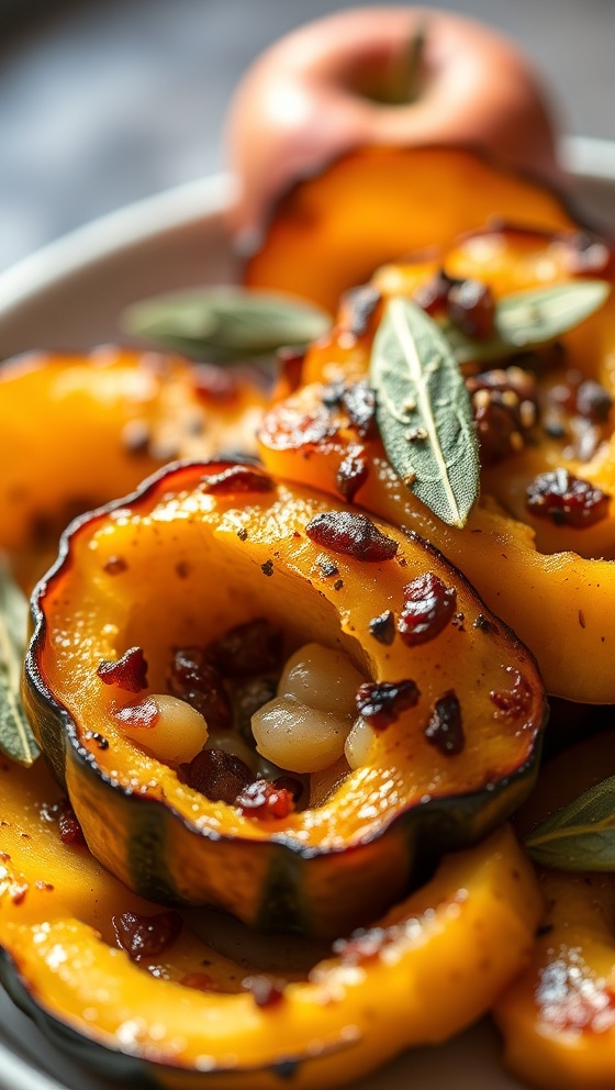 Roasted Delicata Squash with Apples & Sage