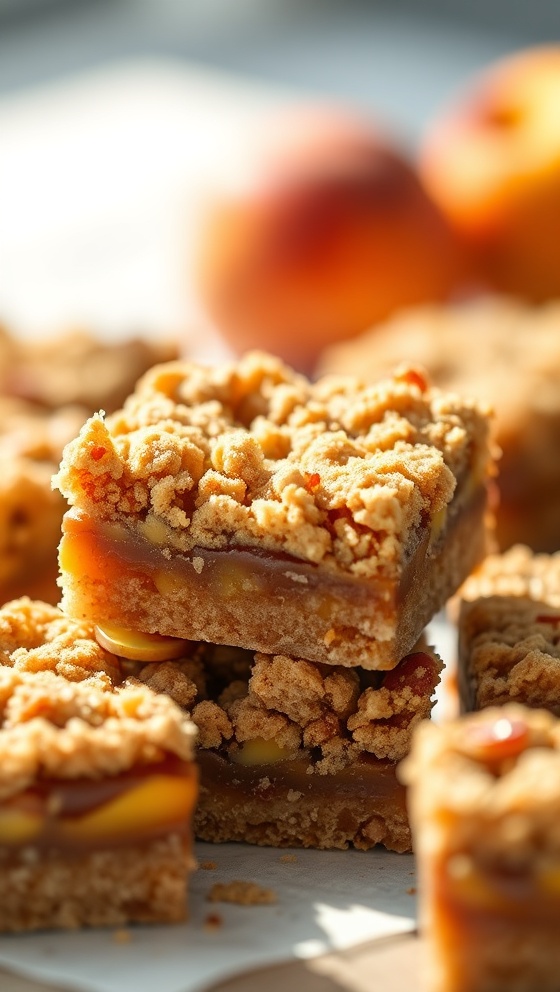 Cinnamon Peach Crumble Bars