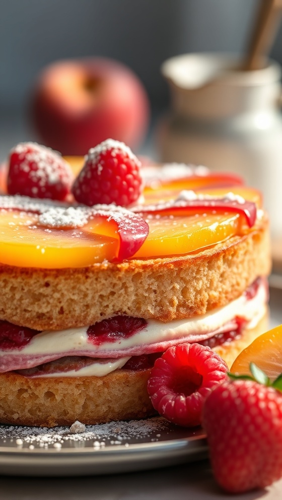 Juicy Peach Raspberry Cake