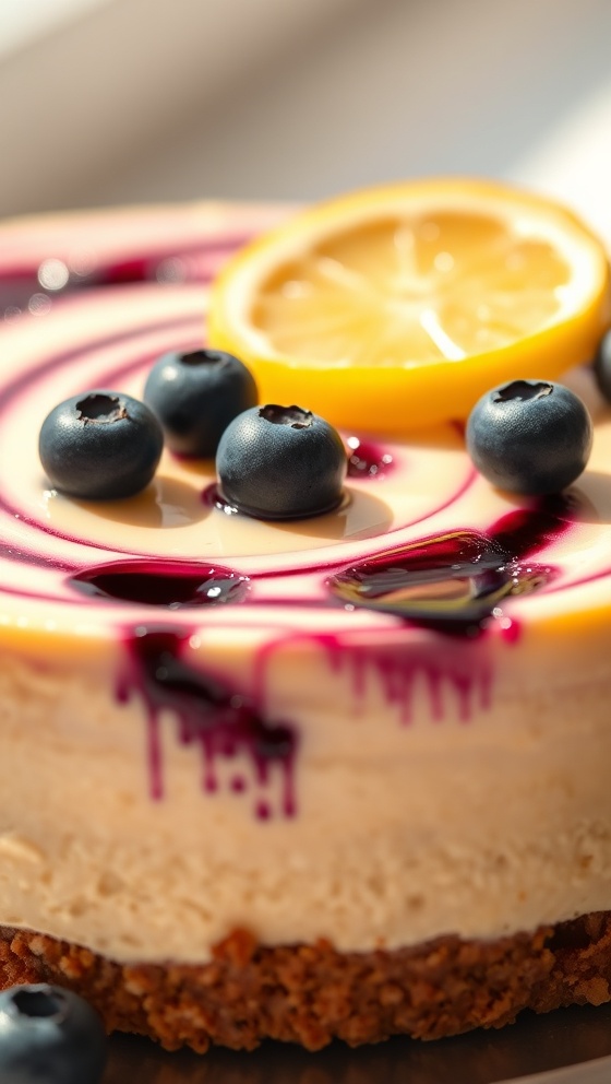 Lemon Blueberry Swirl Cheesecake