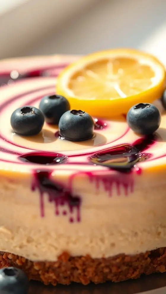 Lemon Blueberry Swirl Cheesecake
