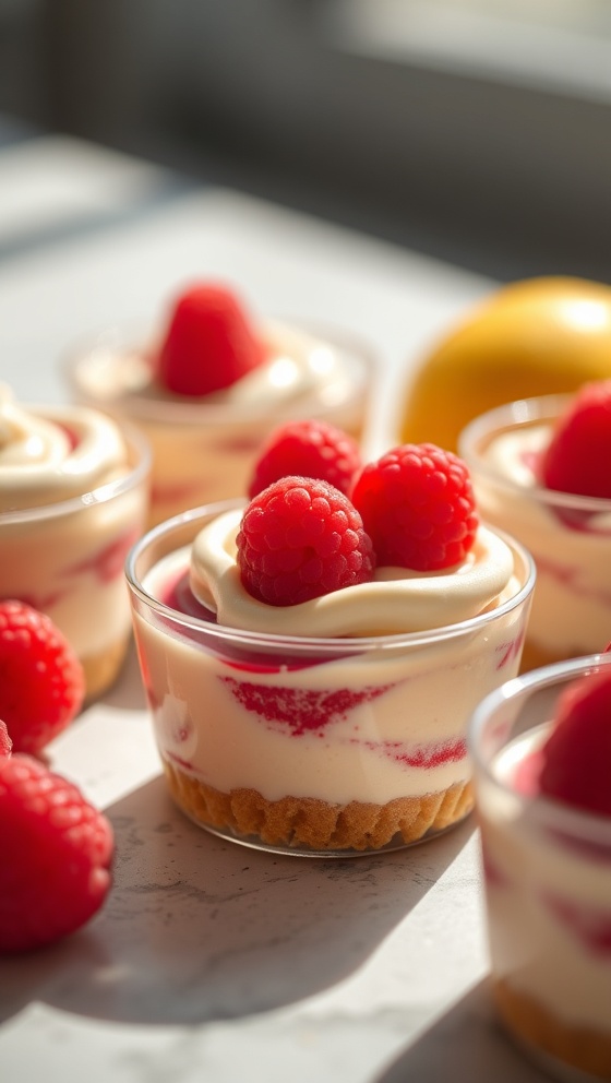 Lemon Raspberry Swirl Cheesecake Cups