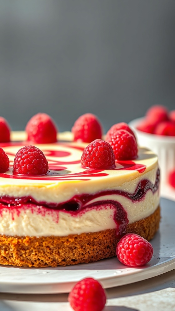 Lemon Raspberry Swirl Cheesecake