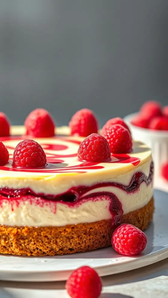 Lemon Raspberry Swirl Cheesecake
