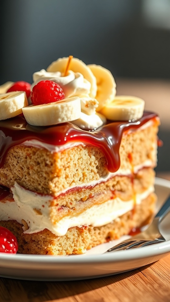 No Bake Banana Split Cake