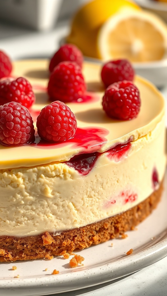 No Bake Lemon Raspberry Cheesecake