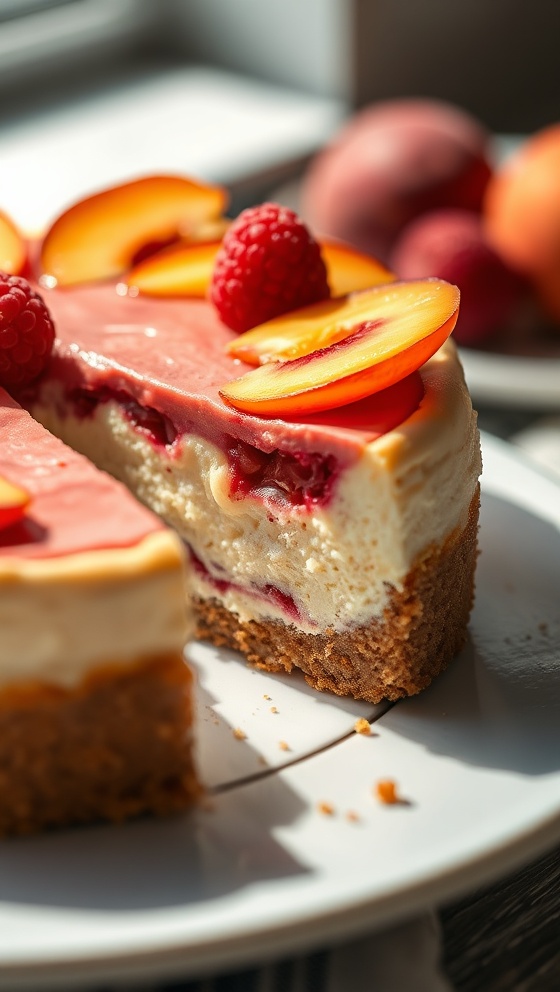Peach Raspberry Cheesecake