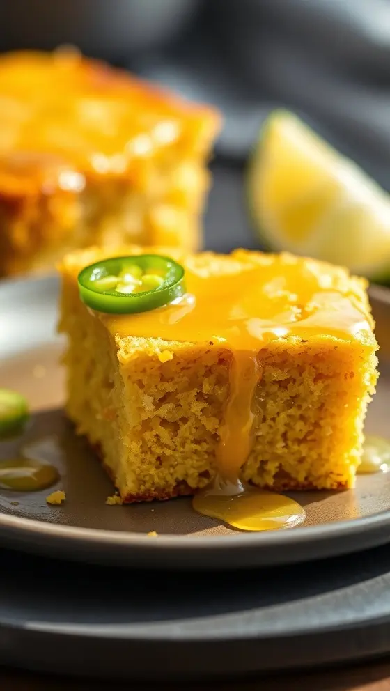 Spicy Jalapeno Cornbread with Lime Honey Glaze