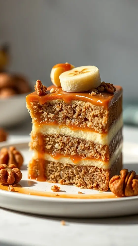 Walnut Banana Caramel Cake