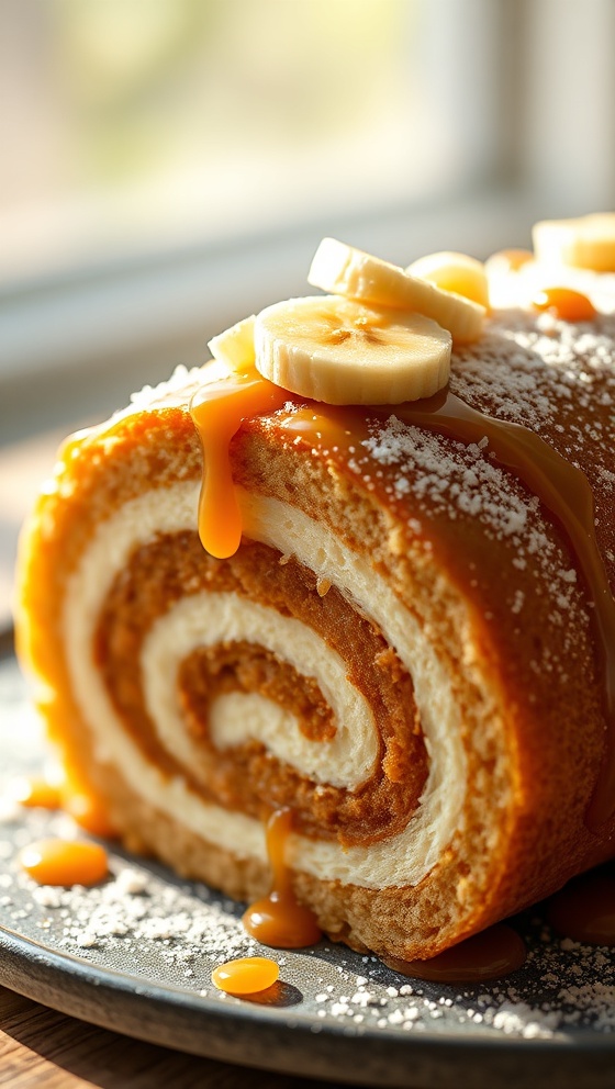 Banana Caramel Roll Cake