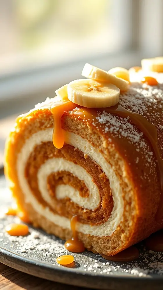 Banana Caramel Roll Cake