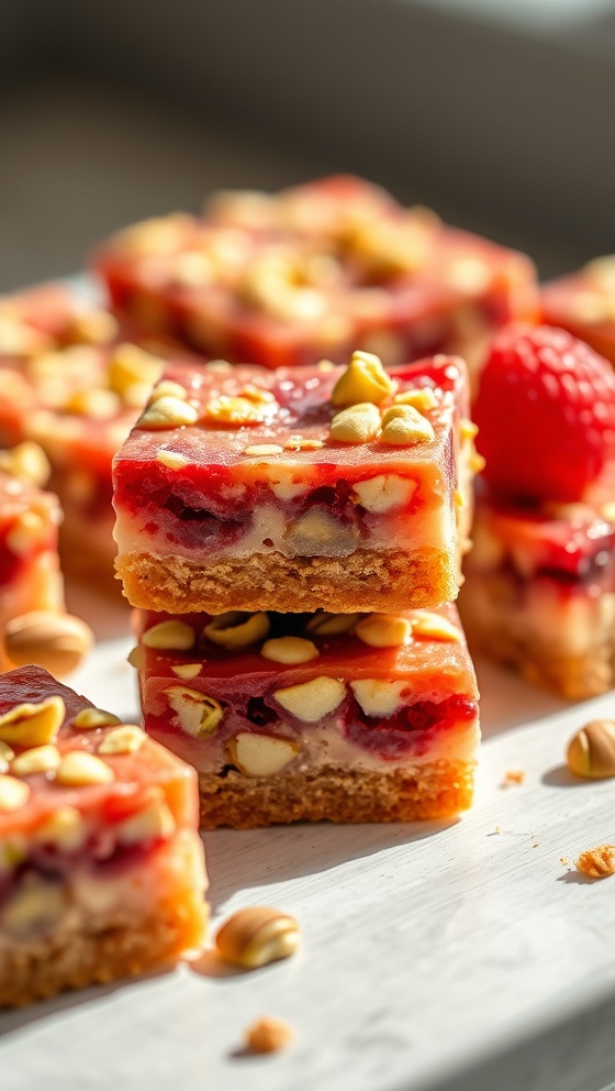 Heavenly Raspberry Pistachio Bars