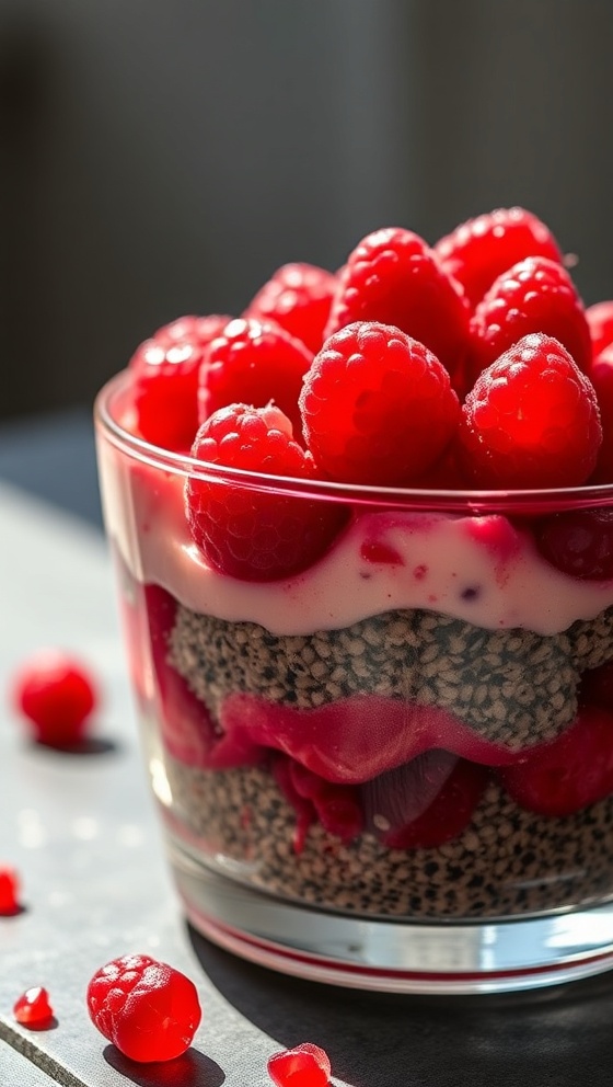 Pomegranate Raspberry Chia Dessert