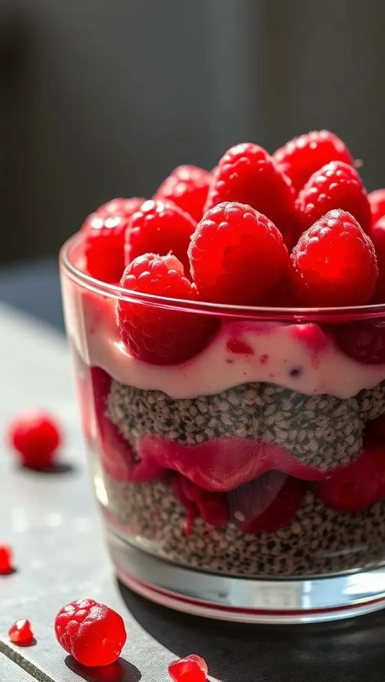 Pomegranate Raspberry Chia Dessert