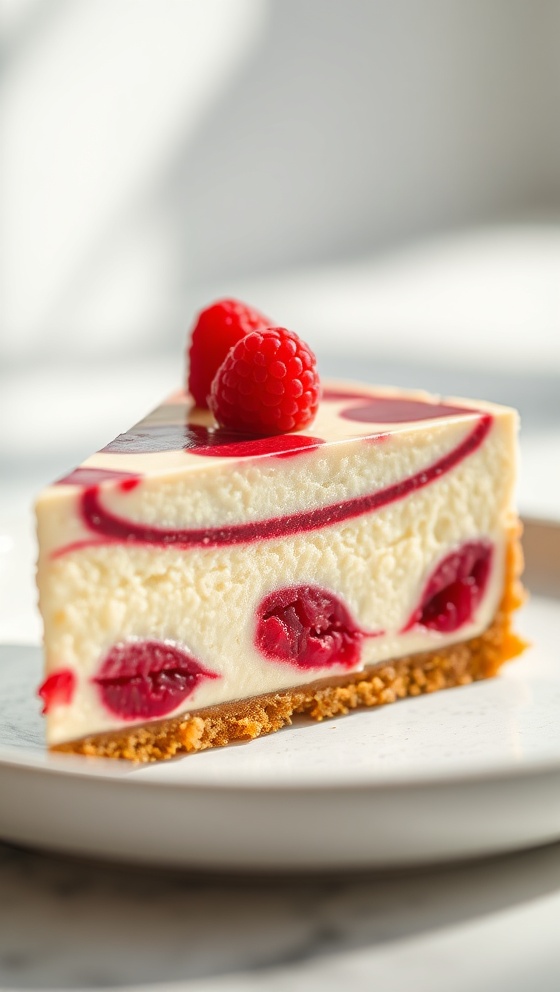 Raspberry Ripple Cheesecake Slice
